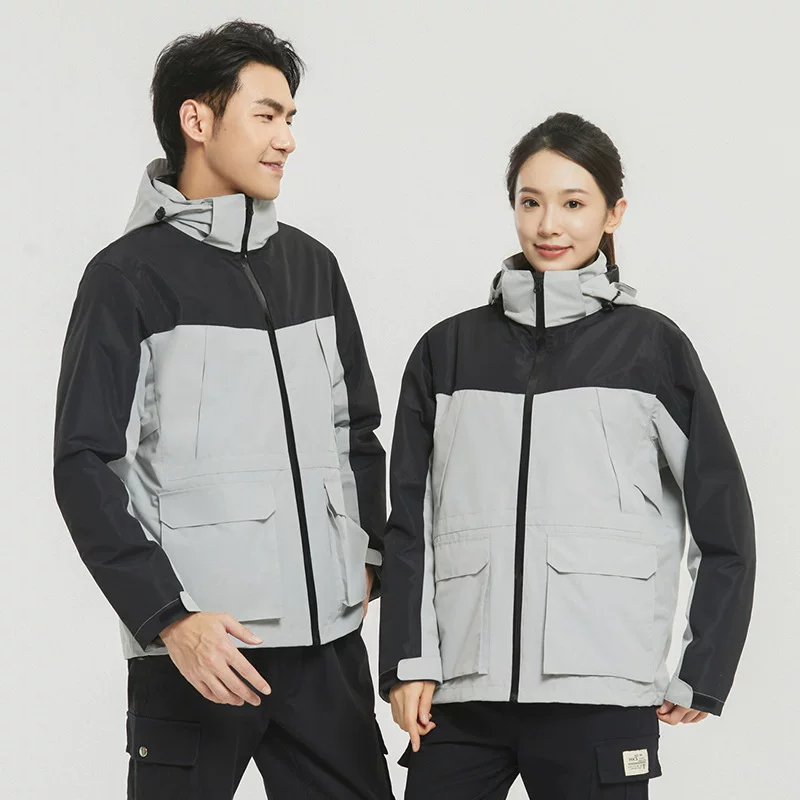 Windproof waterproof jacket, velvet removable liner, set for work, ski ski suit, increased thickness