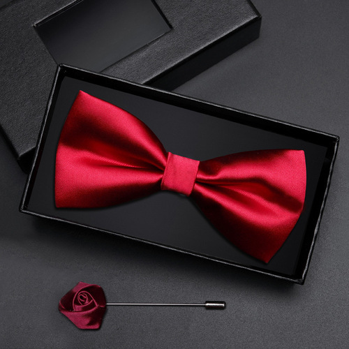 Gift box men's bow tie groomsmen burgundy bow tie formal wedding British Korean style bow