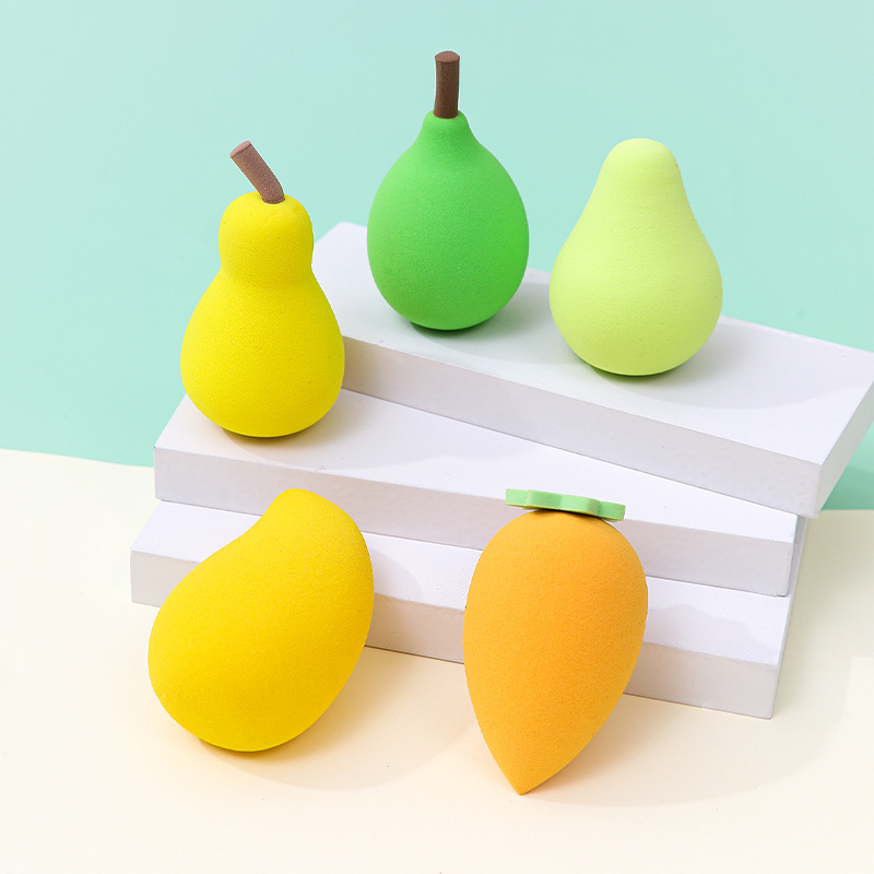 Frutas personalizadas huevo de belleza polvo de forma extraña melocotón pera mango limón aguacate maquillaje esponja maquillaje de belleza