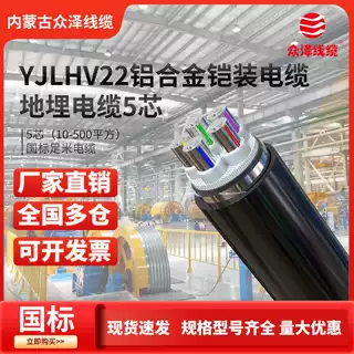 众泽线缆YJLHV22国标铝合金铠装地埋电缆5芯10-500平方工程电线