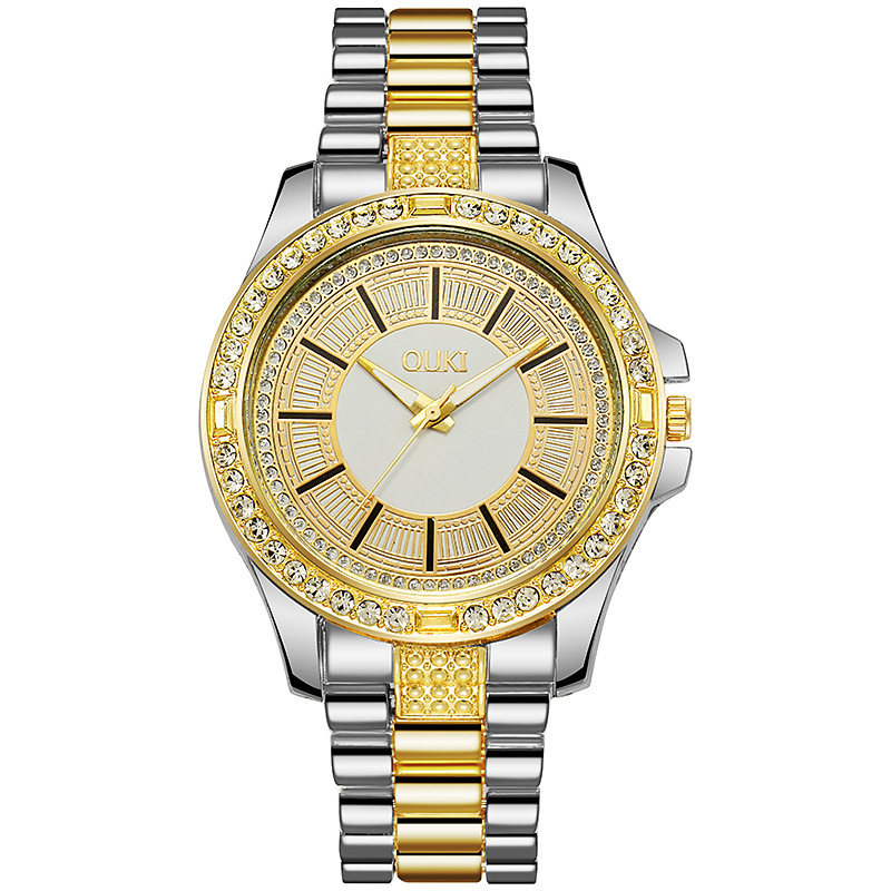 Relógio de quartzo clássico masculino com roda solar não mecânica e pulseira de aço incrustada com diamantes_voghion.com