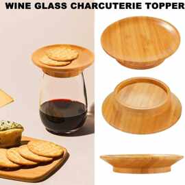 跨境亚马逊新品Wine Glass Topper Coasters竹木红酒收纳防喷溅杯