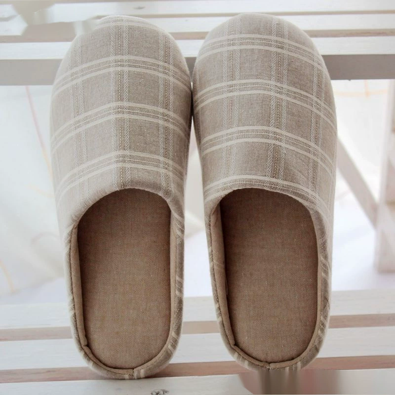 Японские демисезонные нескользящие шлепки, для любимых, хлопок и лен