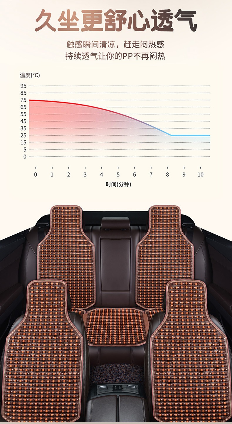 Car Seat Cushion with Wooden Beads, Summer Seat Ventilation and Breathable Cooling Pad, 2026 New Model Truck Seat Cushion Mat