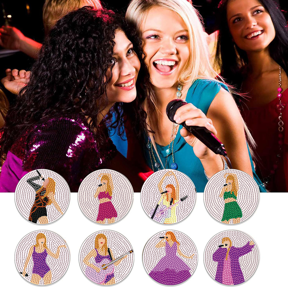 Conjunto de 8 piezas de acrílico con pintura de diamantes Kit de arte con soporte para decoración de fiesta en casa