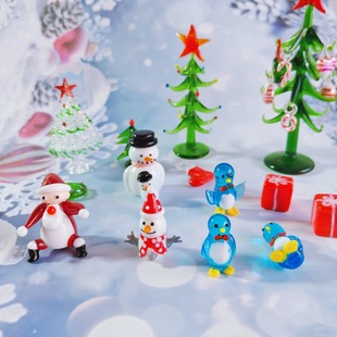 Handmade Glass Christmas Ornaments Snowman Glass Crafts Decoration Car Ornaments Home Holiday Decoration