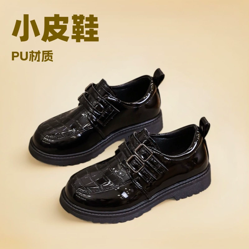 Черные женские кожаные туфли на толстой подошве и массивном каблуке, весна-осень-зима 2023, новые ретро-британские японские универсальные туфли, увеличивающие рост