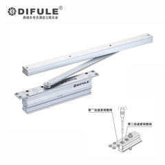 Hidden automatic door closer for hotel indoor rooms, invisible hydraulic buffer, black wooden door, concealed door closer