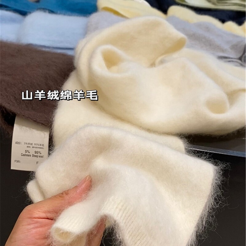 P30 26-Piece 120g Cashmere and Sheep Wool Blend Soft Warm Long-Pile Fleece Scarf for Autumn and Winter