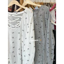 蝴蝶结印花微透防晒长袖T恤女夏季简约薄款罩衫宽松百搭休闲上衣