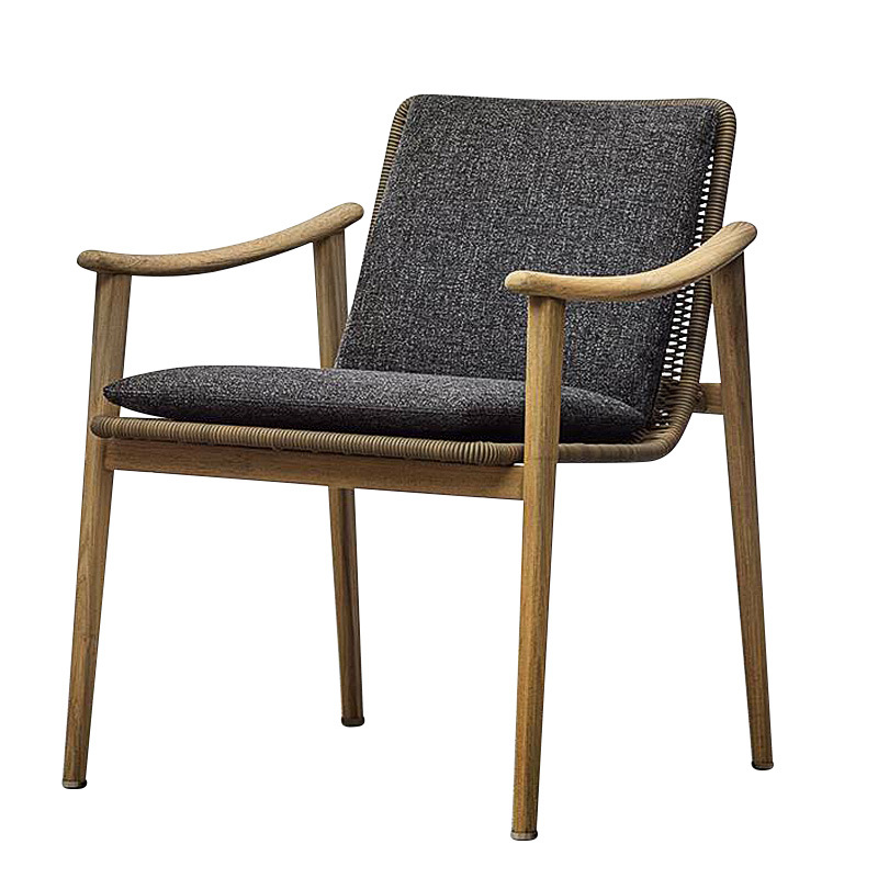 Ocio al aire libre mesa y silla combinación patio anti-corrosión de madera balcón silla de ratán casa al aire libre Villa Nordic silla de muebles de ratán