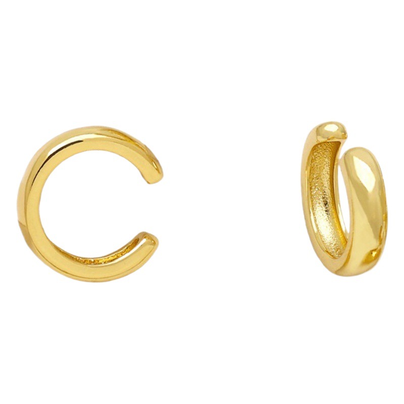 European and American elegant online celebrity C- shaped earless ear bone clip simple design ear clip women's retro gold-plated niche earrings