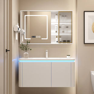 Factory direct sales Nordic simple smart bathroom cabinet Bathroom ceramic integrated basin and countertop combination bathroom cabinet