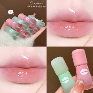 Cappuvini Fruit Doodle Lip Oil Clear and Clear Plain Lip Honey Korean Glass Lip Moisturizing and Hydrating Student Party