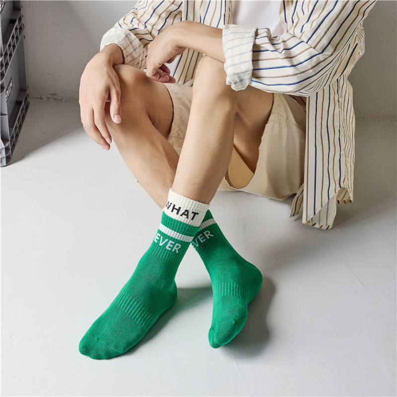 Men's Double Rakou Sports Socks Mid-barrel Basketball Socks Men's Cotton Letters Trendy Long-barrel Cotton Socks Crew Sailor