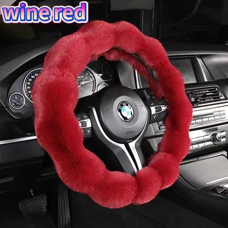 Amazon Cross-Border Labeling Bubble Plush Cartoon Car Sports Steering Wheel Non-Slip Short Hair Winter Warm Handle Cover