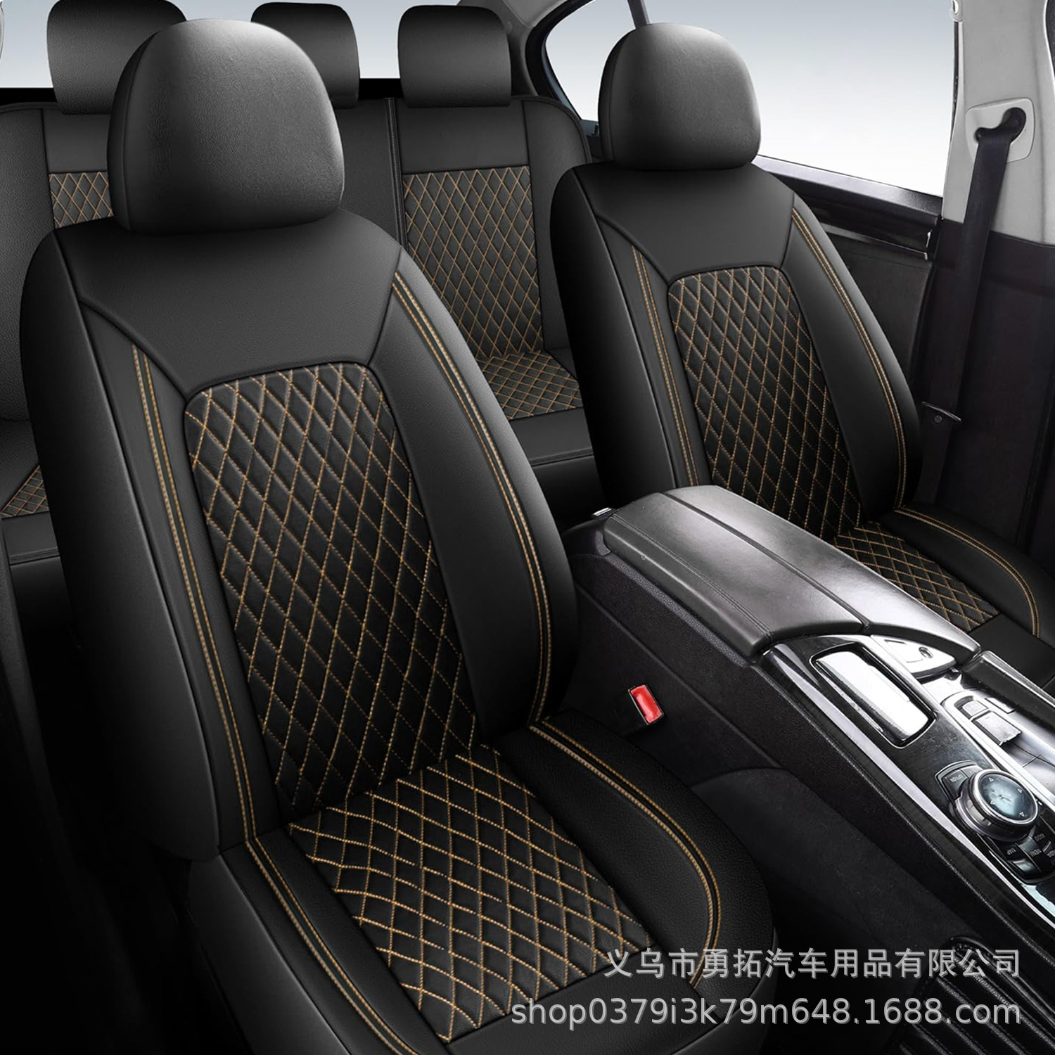 Cross-Border New Model Pu Single-Line Diamond-Pattern Leather Universal Car Seat Cover Cushion for Europe, America, Southeast Asia, Russia, Amazon