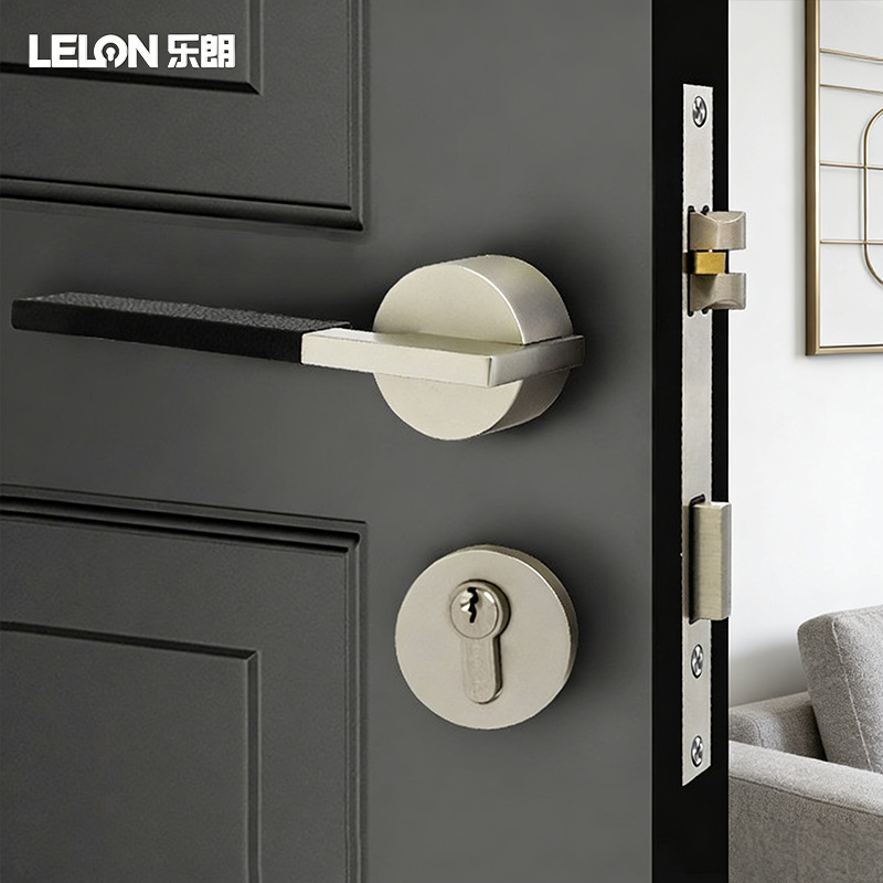 Personalizada silenciosa aleación de zinc absorción cerradura de puerta de cuero cerradura de puerta de madera interior simple cerradura de puerta de dormitorio separada cerradura de puerta