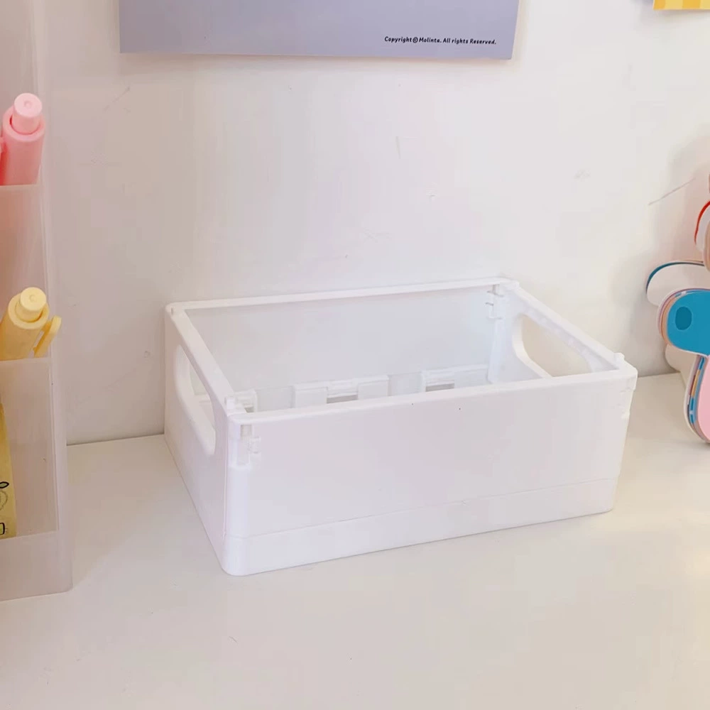 Foldable plastic storage box, table organizer 25.4×16.6×2.1 cm, lightweight multipurpose
