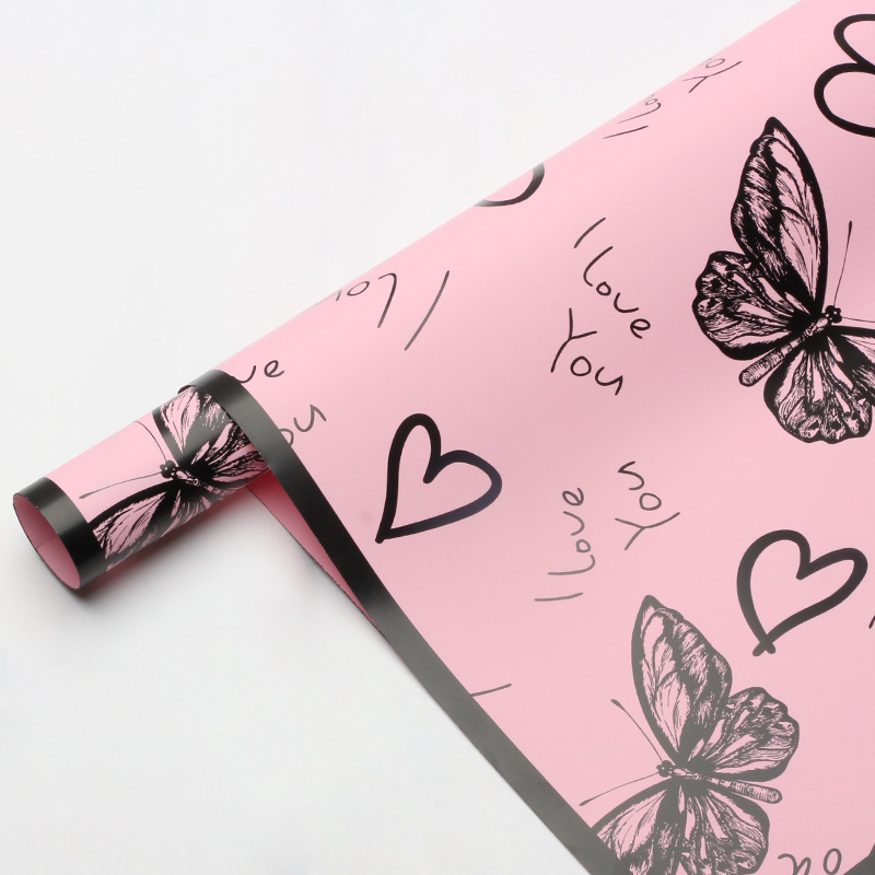 Flor Xi mariposa amado marco de papel de embalaje de flores OPP película impermeable DIY regalo ramo de flores papel de embalaje de flores