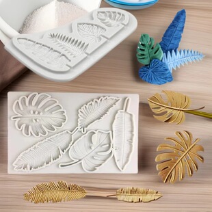 Large and small pleated palm leaves Sunflower fan turtle leaf Fondant chocolate banana leaf mousse cake silicone mold