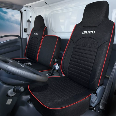 Qingling Isuzu Double-Row Single-Row 100P Kv100 Kv600M100 Special Full-Cover Seat Cover Jiangxi Isuzu (Modelə uyğun (Original) oturacaq örtükləri) - all-linen-black-3-seats-in-the-front-row