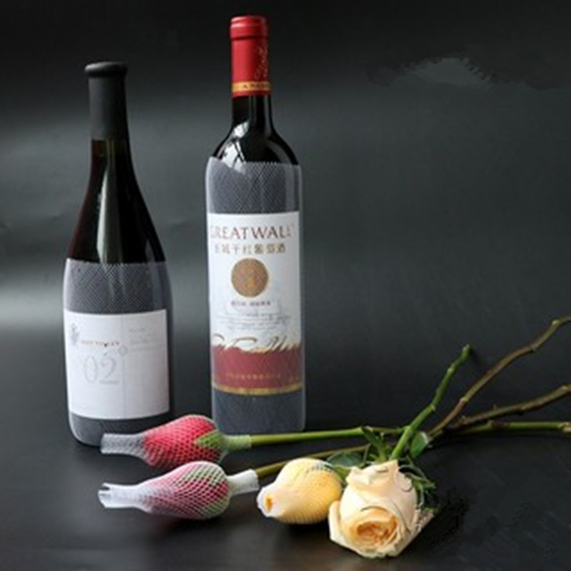 批发红酒瓶保护网套玫瑰月季鲜花网袋化妆刷包装保护编织塑料眼袋