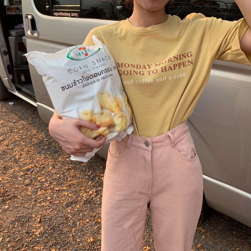 Korean version of letter printed loose short-sleeved T-shirt for women, summer casual top, student couple wear, bottoming shirt, women's trendy clothing