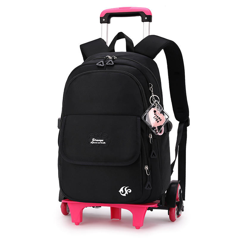 Peces naturales nuevo carro Escuela Primaria niñas color sólido estilo gran capacidad de reducción carga mochila desmontable