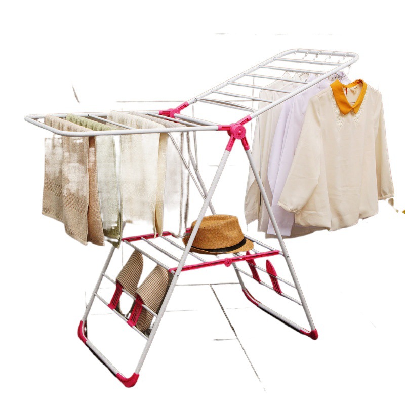 Acero inoxidable percha de ropa piso plegable balcón interior edredón percha de ropa para bebés percha de ropa aerofólio toalla de ventana