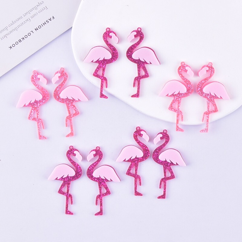 Casual Left and Right Flamingo Acrylic Pendant Earrings Necklace DIY Pendant Casual Left and Right Flamingo Acrylic Pendant Earrings Necklace DIY Pendant