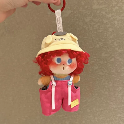 Plush Doll Pendant with Pluş açarlıqlar - pudding-hat-rose-red-pants-red-explosion-pendant