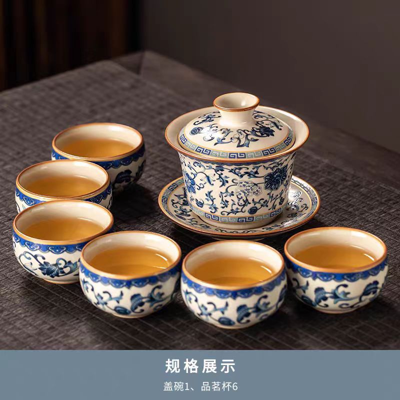 Alta calidad Nuevo 2024 nuevo arroz verde huangru horno kung fu conjunto de té doméstico ligero de lujo de alta calidad cerámica china tetera taza de té