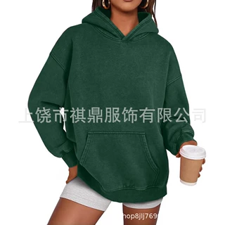 欧美连帽卫衣套头宽松潮流加绒长袖加厚新款休闲上衣外套帽卫衣