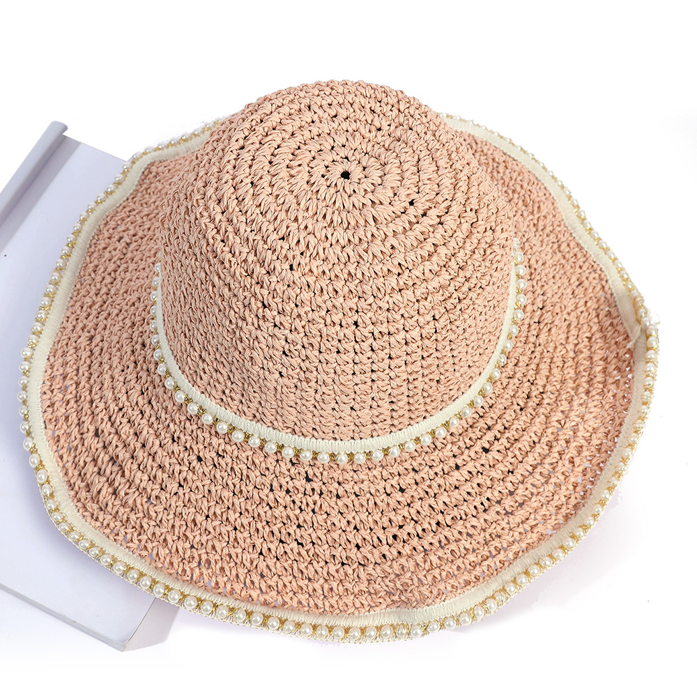 Sombrero de paja de ala grande de verano protección solar sombrero de paja de sol casual de todo fósforo sombrero de circunferencia de cabeza grande de playa junto al mar