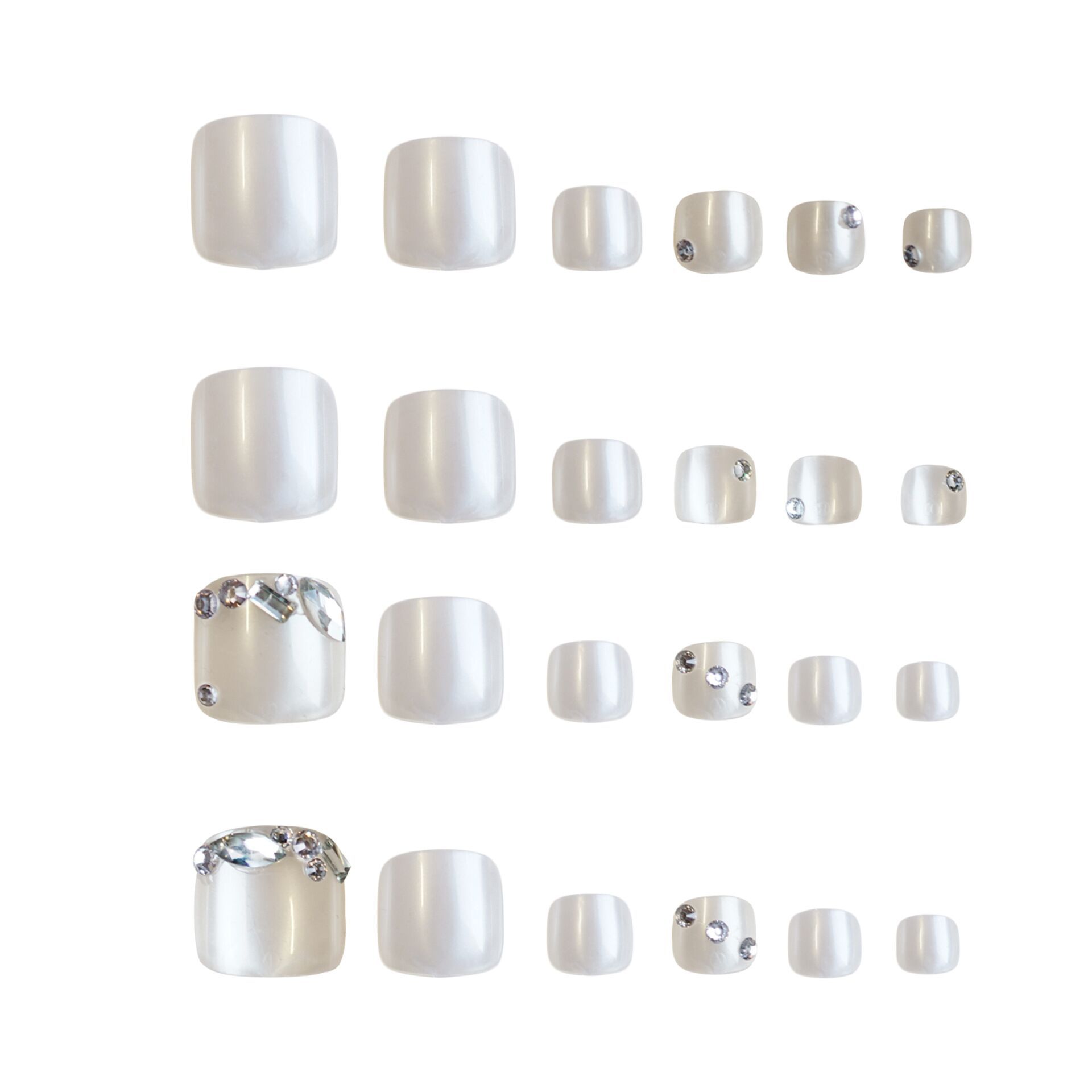 Nuevo estilo de verano parche de uñas de los pies parche de uñas de desgaste de los pies producto terminado al por mayor luz de la luna parche de uñas blanco parche de uñas