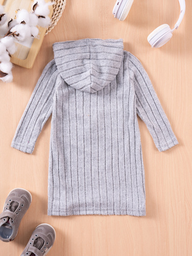 2025 Spring and Autumn New Girl's Dress with Hooded Long Sleeve Cartoon Cat Cute Fashion Casual Medium Length Dress Cross-border