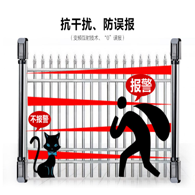 变频红外光栅报警器2/4/6/8/10/12光束5-100米距离红外光栅报警器