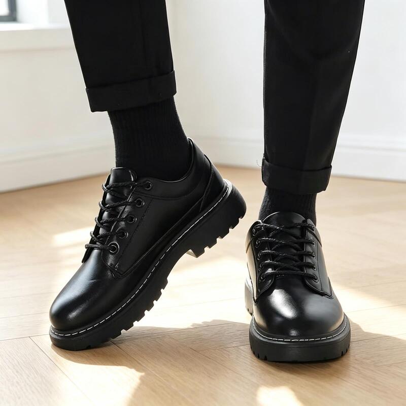 Spring New Versatile Men's Business Formal Casual Shoes, Men's Thick-Soled Black College-Style Leather Shoes Spring New Versatile Men's Business Formal Casual Shoes, Men's Thick-Soled Black College-Style Leather Shoes