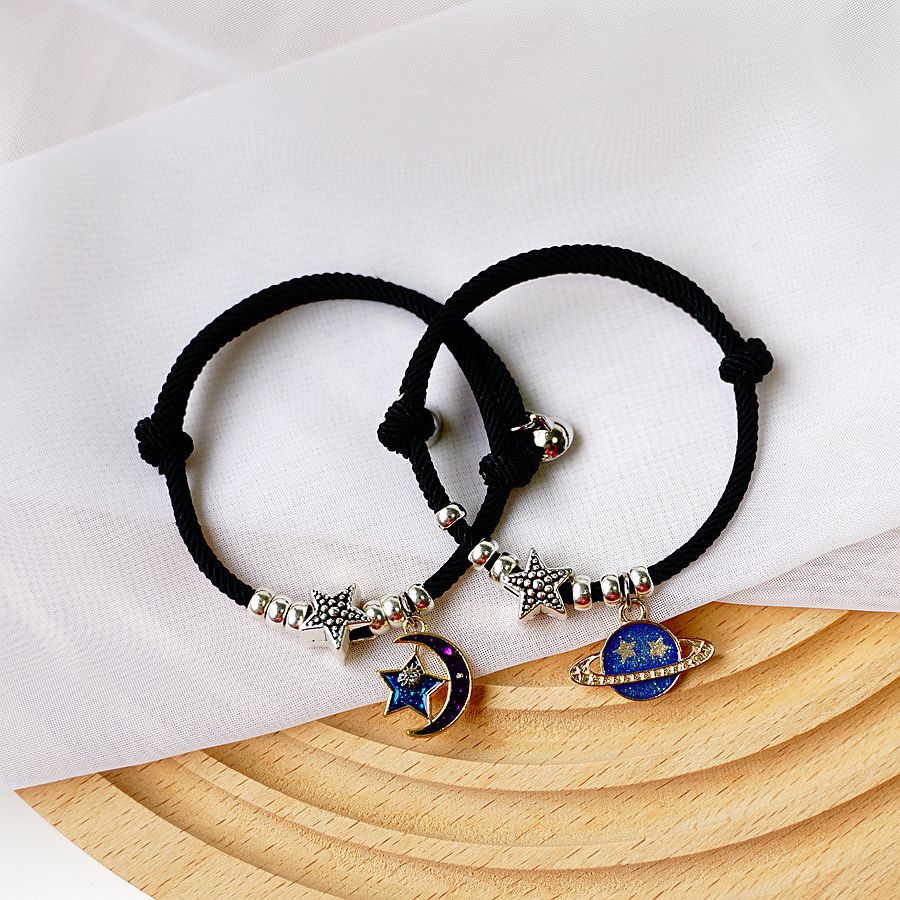 1 Pair Fashion Star Moon Alloy Rope Enamel Unisex Bracelets display picture 2