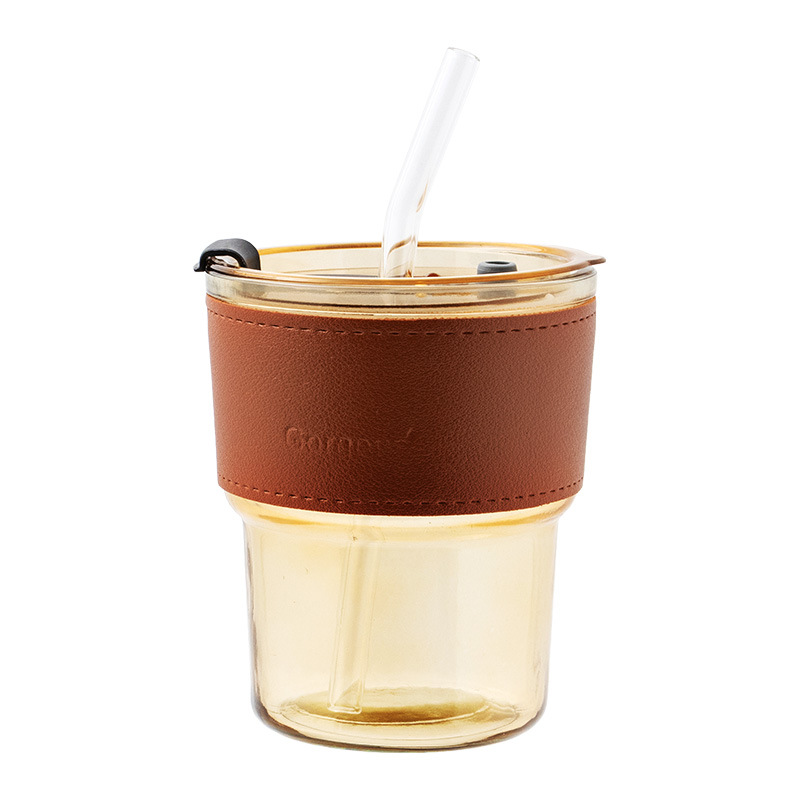 [High value] taza de bambú de vidrio taza de café de oficina taza de bebida taza de jugo de frutas taza de agua de paja