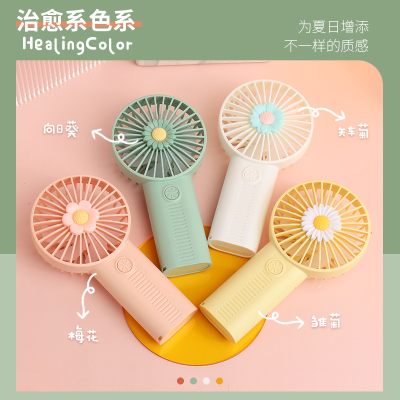 2024 New Handheld USB Mini Fan with Charging and Silent Strong Wind Small Flower Student Fan Factory Dropshipping