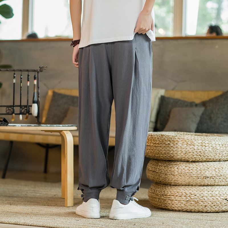 Nuevos pantalones de monje de algodón y lino, pantalones laicos sin leggings para hombres, pantalones de meditación de cierre sueltos de lino, ropa de monje delgada de verano para mujeres