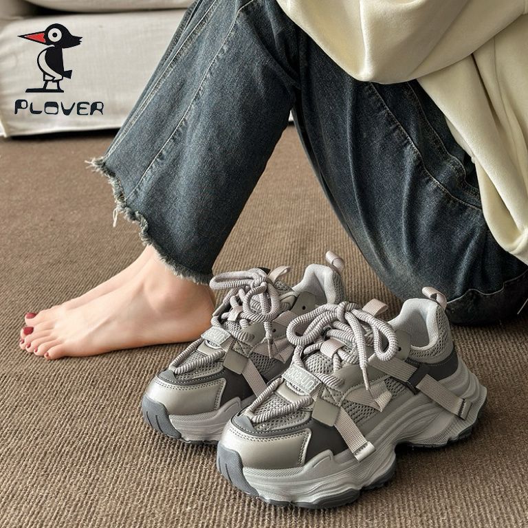 PLOVER callejera de zapatos de suela gruesa para mujeres 2024 nuevo estilo de primavera zapatos deportivos casuales blancos para mujeres