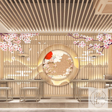 日式和风木纹屏风纸门墙纸日本料理日料寿司店装饰屋酒屋装修壁纸
