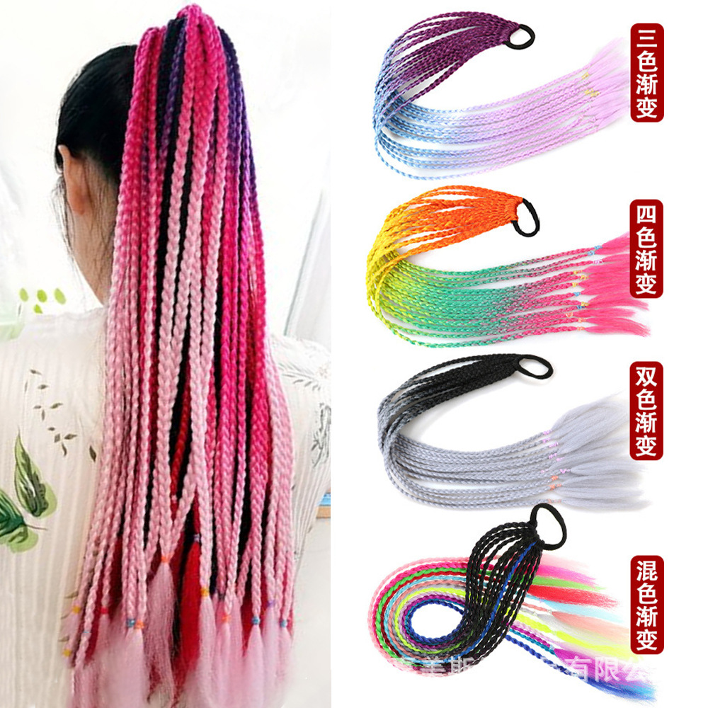 Ponytail Pigtail colour Wig children Tails Elastic Three shares Braid Hairdressing Factory Wholesale