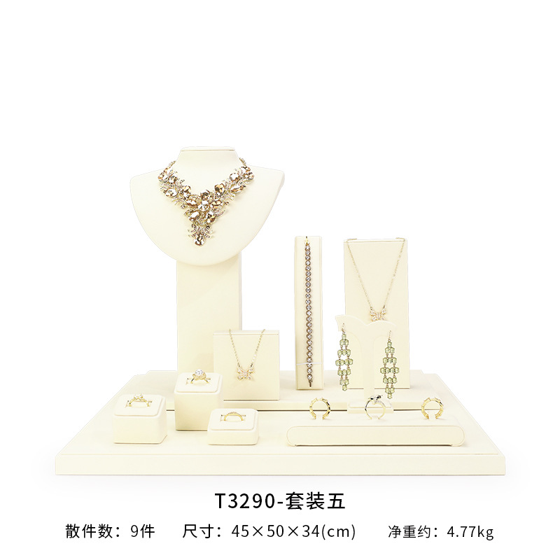 Xu Yue joyería estante de exhibición beige superfibra aretes de lujo anillo de ventana joyería mostrador accesorios