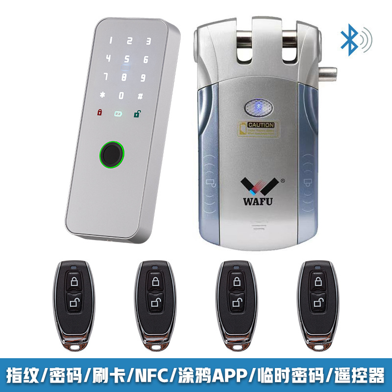 Cerradura WAFU sin llave con diseño de cabeza de toro para puerta de entrada, cerradura eléctrica invisible antirrobo con control remoto, cerradura inteligente Tuya para uso doméstico.