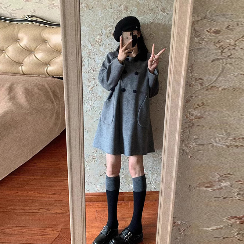 赫本风大衣女小个子秋冬装2025新款小众感中长款斗篷毛呢外套百搭|undefined