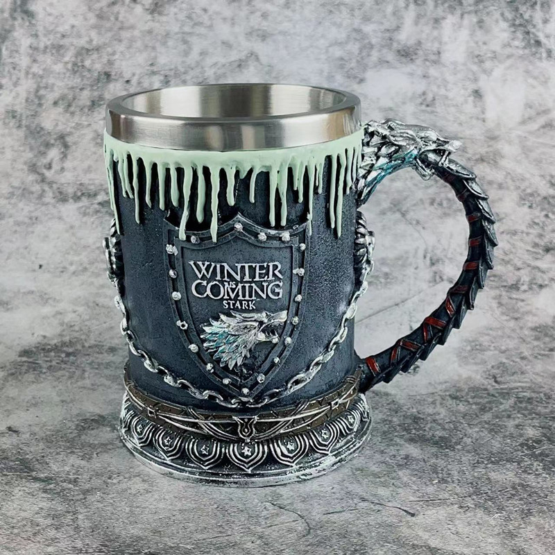 Description Picture 4 of item1PCS Mug Goblet Stainless Steel Resin 3D Beer Tankard Wine Glass Mugs Party Drinkware MAN Decoration Christmas Gift Snow Winter